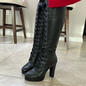 Colin Stuart Tall Laceup Platform Boots, size 7